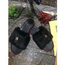 Knockoff Louis Vuitton lady slippers LV885LD black GL02254