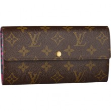 Knockoff Louis Vuitton M60106 Monogram Canvas Sarah Wallet Leopard Rouge Fauviste GL04024