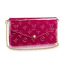 Knockoff Louis Vuitton Monogram Vernis Pochette Felicie GM M61266 Indian Rose GL02317