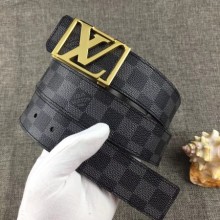 Louis Vuitton Calf leather Belt wide 4.0CM 2284 black GL04603