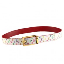 Louis Vuitton LV Initiales Monogram Multicolore Belt M9071R Blanc GL03902