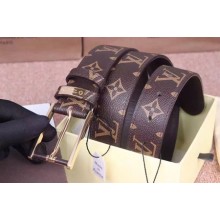 Louis Vuitton Monogram Canvas Calf leather Belt wide 3.5CM 2275 brown GL03183