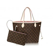 Louis Vuitton Monogram Canvas Neverfull MM M50366 Rose Ballerine GL01541