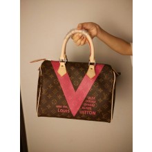 Louis Vuitton MONOGRAM V SPEEDY 30 Bag M41533 Rose GL03950