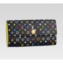 Luxury Louis Vuitton handbag monogram multicolore black sarah wallet 61734(pistache lining) GL00871