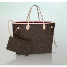 Replica 2014 louis vuitton monogram canvas bag neverfull mm m40996 red GL01644