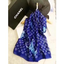 Replica 2017 top quality louis vuitton scarf L0018 blue/black/white Scarf GL00802