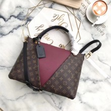 Top Replica Louis Vuitton Monogram Canvas original V TOTE MM M43949 Bordeaux Red GL02974