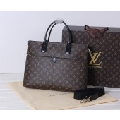 Fake Louis Vuitton Monogram Canvas Briefcase Calfskin Leather 41546 Brown GL02417