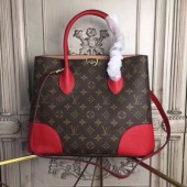 Fake louis vuitton original Leather Monogram Canvas Tote Bag M41597 red GL01674