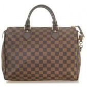 Fashion Louis Vuitton Damier Canvas Speedy 30 Ebony N41531 Brown GL02335