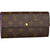 Knockoff Louis Vuitton M60106 Monogram Canvas Sarah Wallet Leopard Rouge Fauviste GL04024