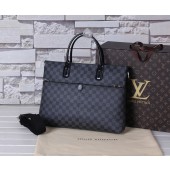 Louis Vuitton Damier Canvas Briefcase Calfskin Leather 41565 Black GL04526