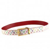 Louis Vuitton LV Initiales Monogram Multicolore Belt M9071R Blanc GL03902