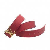 Louis Vuitton LV Initials Taiga Leather Belt M2533S Carmine GL04436