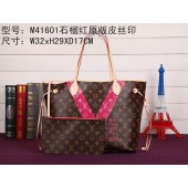 Replica 2015 louis vuitton neverfull mm monogram v m41602 rose red GL01375