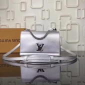 Replica Louis vuitton soft original calf leather LOCKME BB Bag M50250 silver GL02080