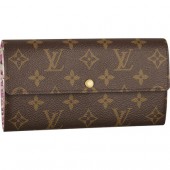 Top Louis Vuitton M60105 Monogram Canvas Sarah Wallet Leopard Blanc Corail GL02781